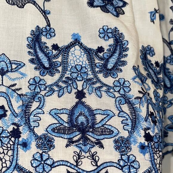 Parker Jillian EMBROIDERED Off the shoulder Scalloped Rayon Top Size Small - Picture 5 of 9